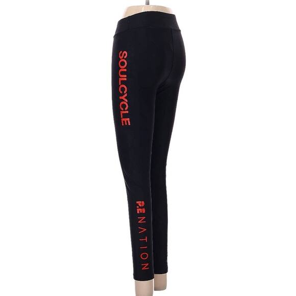 PE Nation x Soul Cycle Leggings Black Red Spell Out Logo Active Pants Women's S - Picture 1 of 16